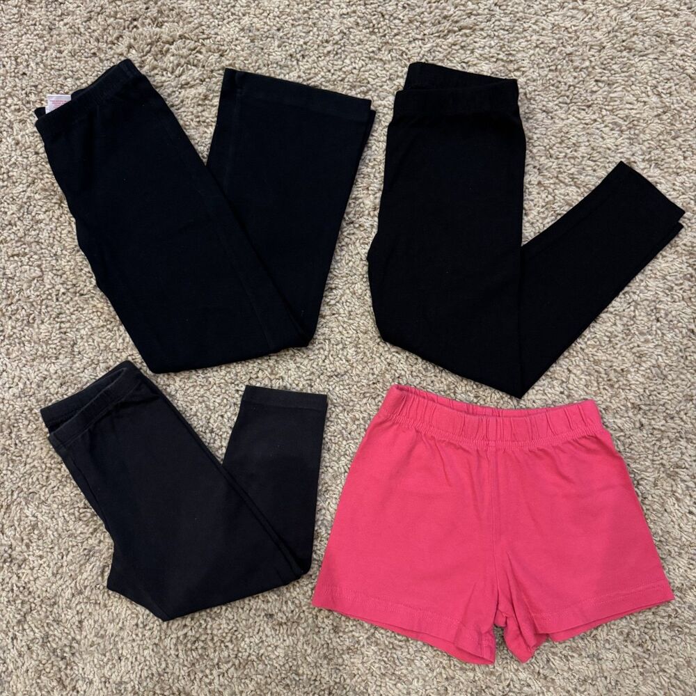 4pc girl size 5 bottoms circo & falls creek leggings capri pants shorts